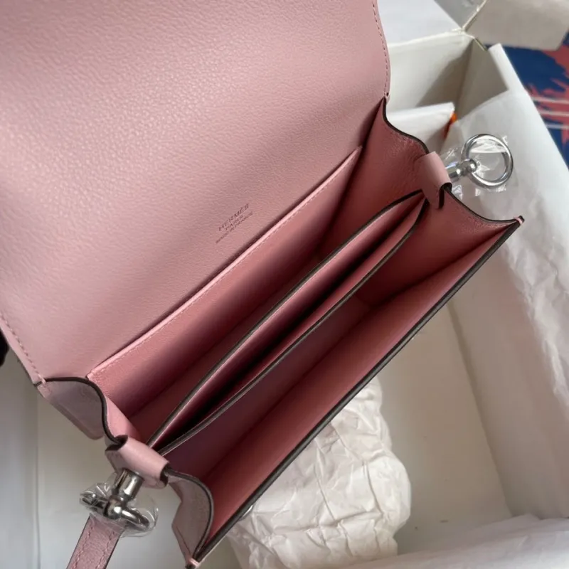 Hermes Pink Roulis Leather Crossbody Bag 89 - Image 5