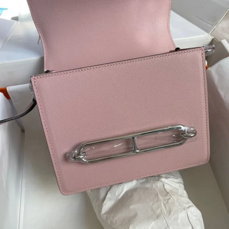 Hermes Pink Roulis Leather Crossbody Bag 89 - Image 6