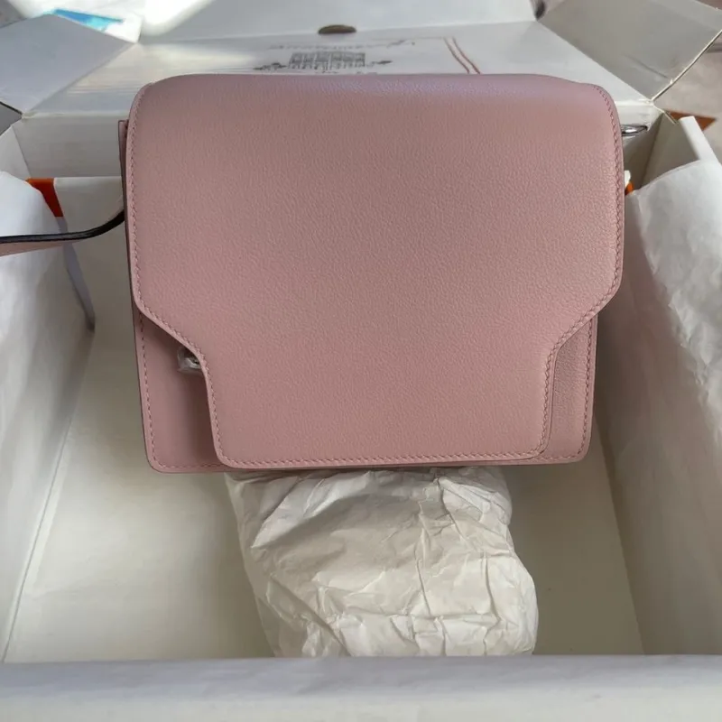Hermes Pink Roulis Leather Crossbody Bag 89 - Image 8