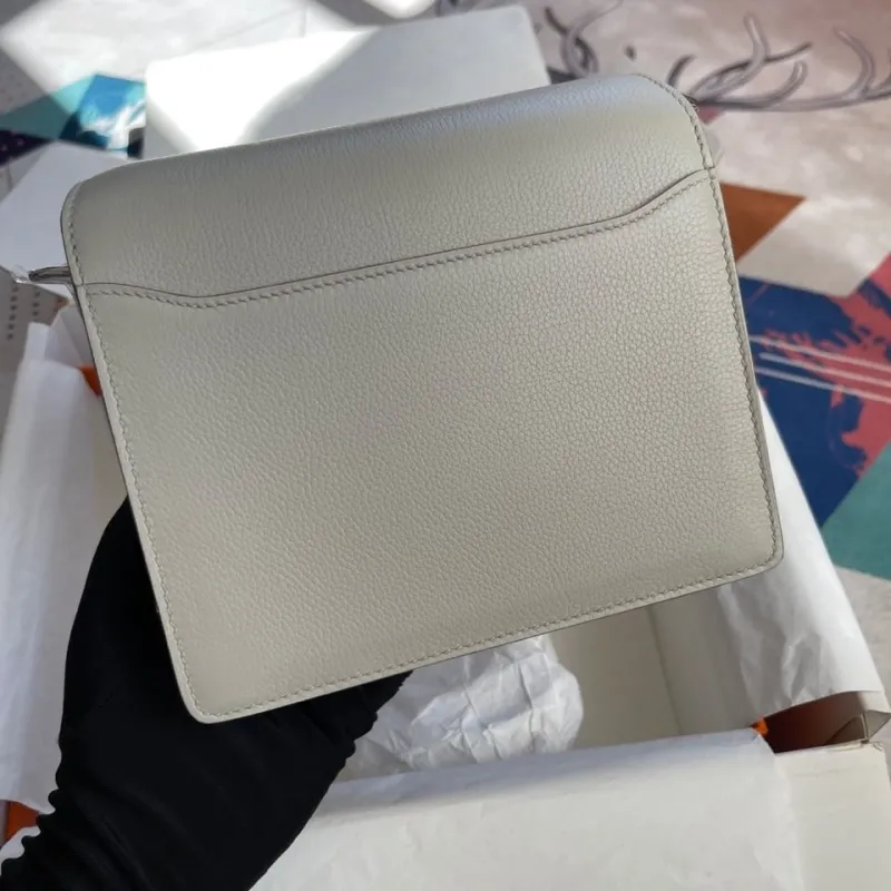Alternative view of Hermes Light Gray Roulis Leather Bag