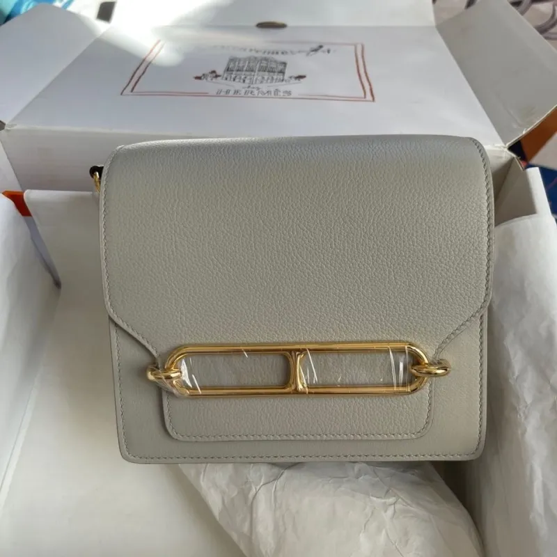 Alternative view of Hermes Roulis Light Gray Crossbody Bag