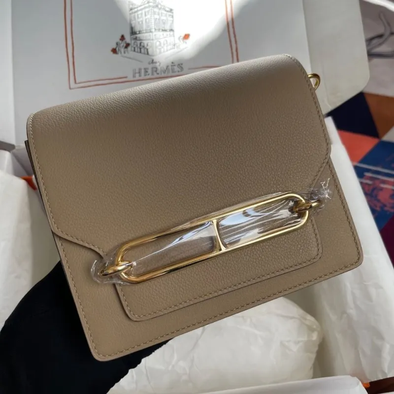 Hermes Beige Roulis Leather Crossbody Bag