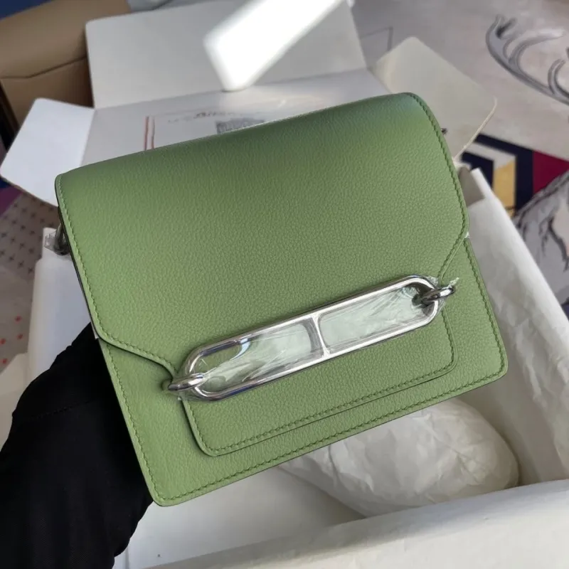 Hermes Light Green Leather Roulis Crossbody Bag