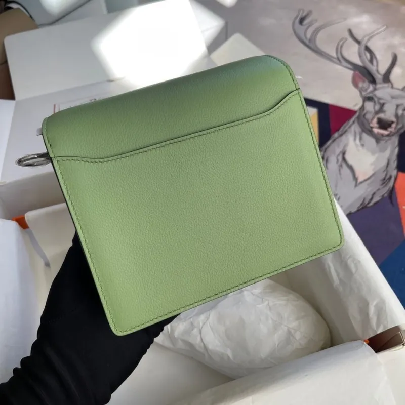 Alternative view of Hermes Light Green Leather Roulis Crossbody Bag