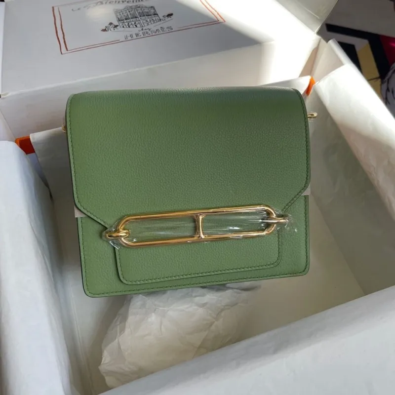 Hermes Green Roulis Leather Crossbody Bag 96