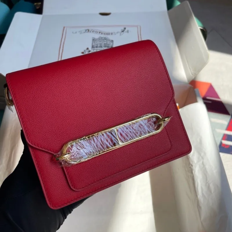 Hermes Red Roulis Leather Shoulder Bag