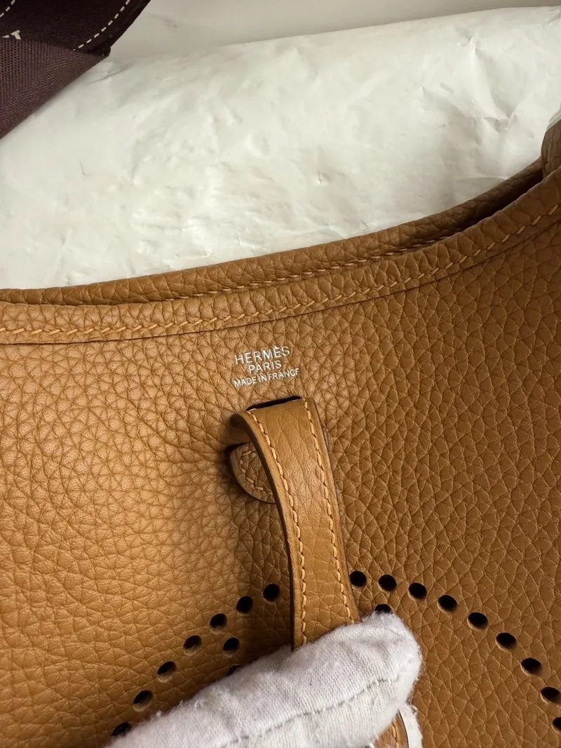 Hermes Tan Leather Crossbody Satchel Bag - Image 9