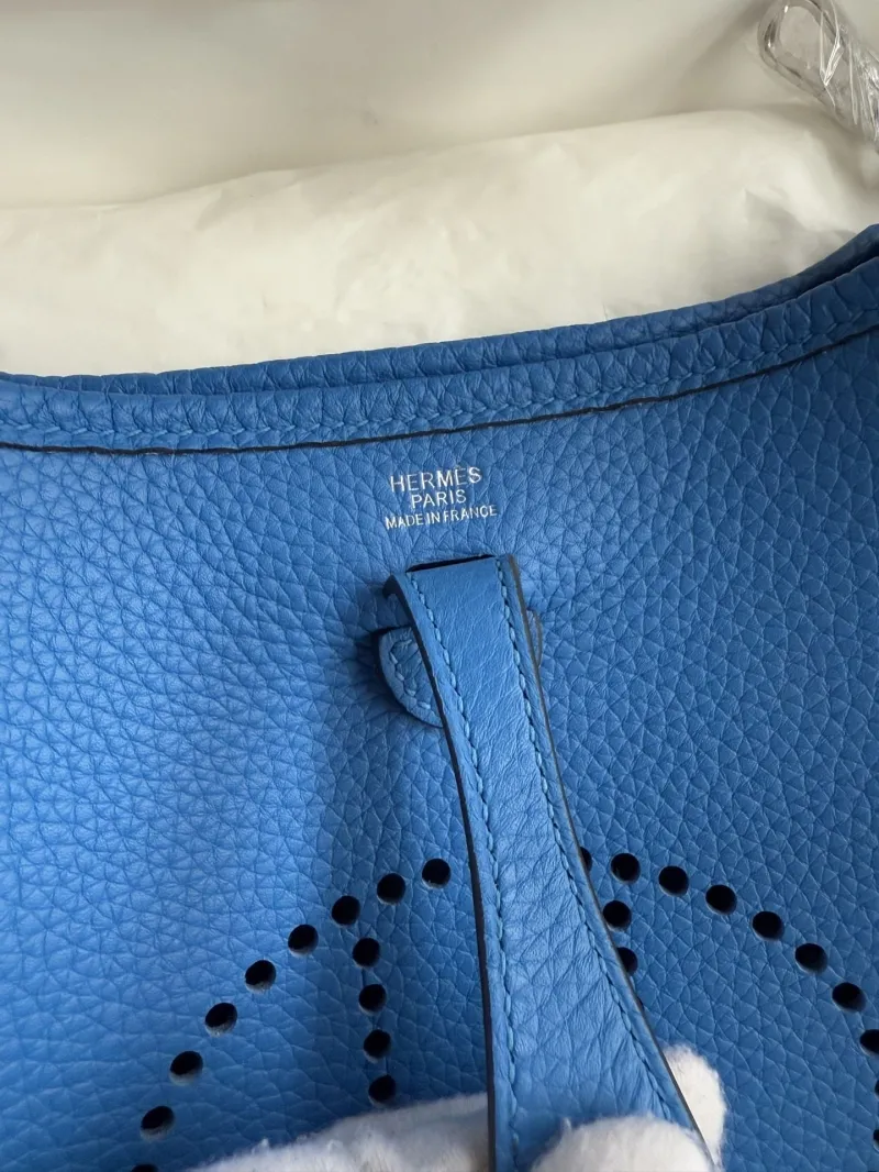 Hermes Blue Leather Crossbody Satchel Bag Size 13 - Image 8