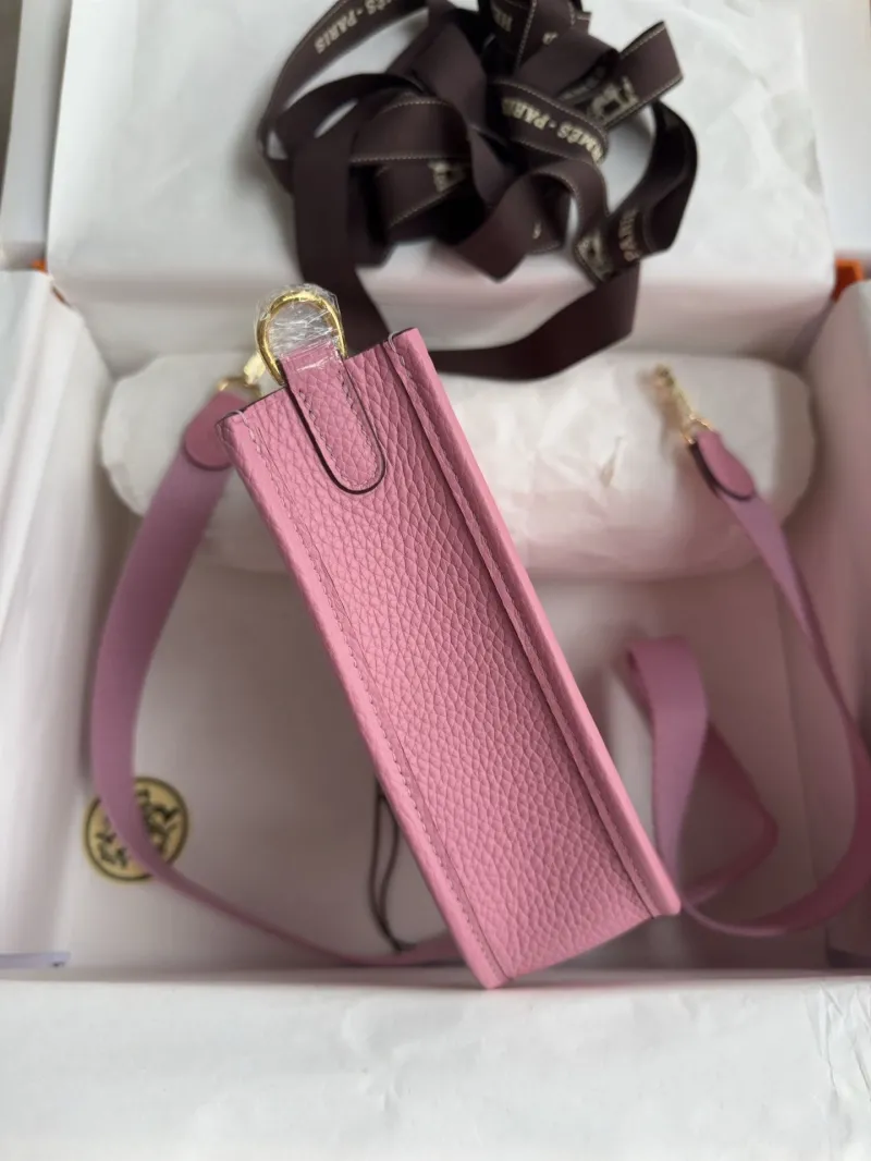 Hermes Pink Leather Crossbody Satchel Bag - Image 3