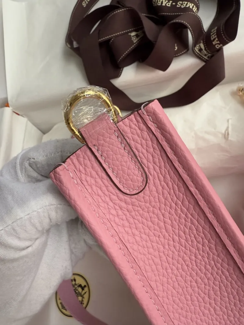 Hermes Pink Leather Crossbody Satchel Bag - Image 4