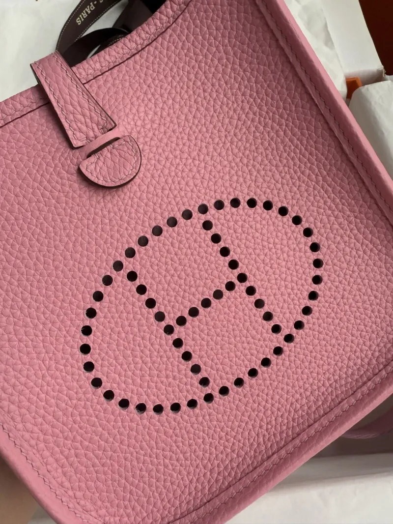 Hermes Pink Leather Crossbody Satchel Bag - Image 5