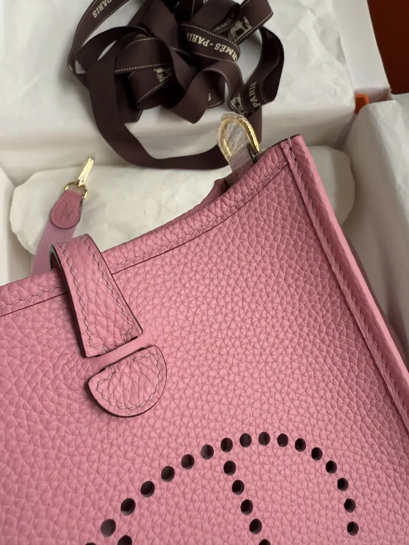 Hermes Pink Leather Crossbody Satchel Bag - Image 6