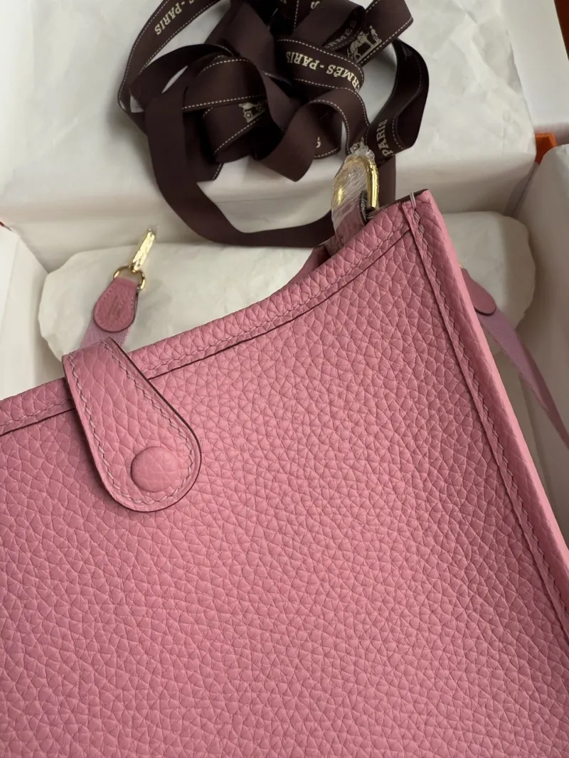 Hermes Pink Leather Crossbody Satchel Bag - Image 7