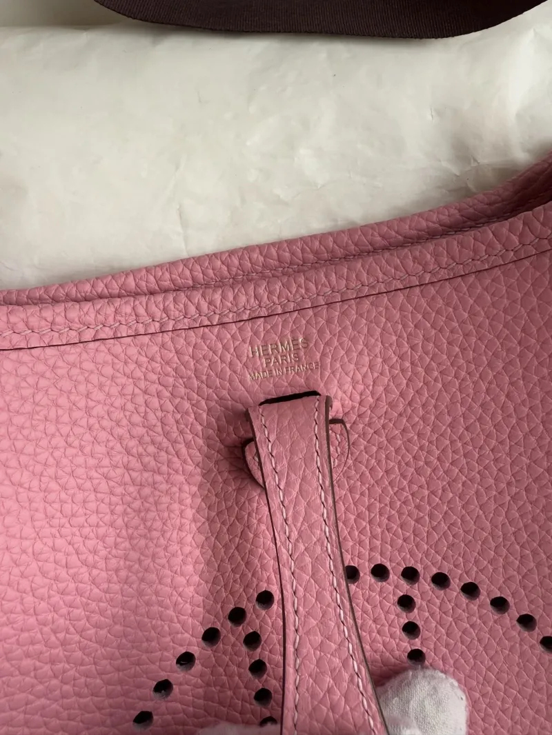 Hermes Pink Leather Crossbody Satchel Bag - Image 8