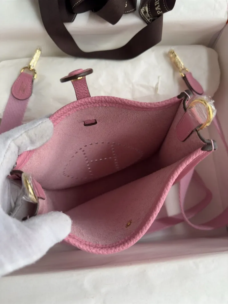 Hermes Pink Leather Crossbody Satchel Bag - Image 9