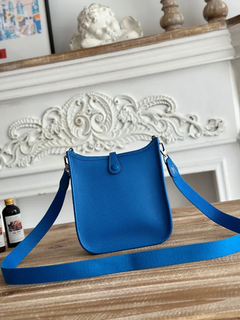 Hermes Blue Leather Crossbody Satchel Bag - Image 3