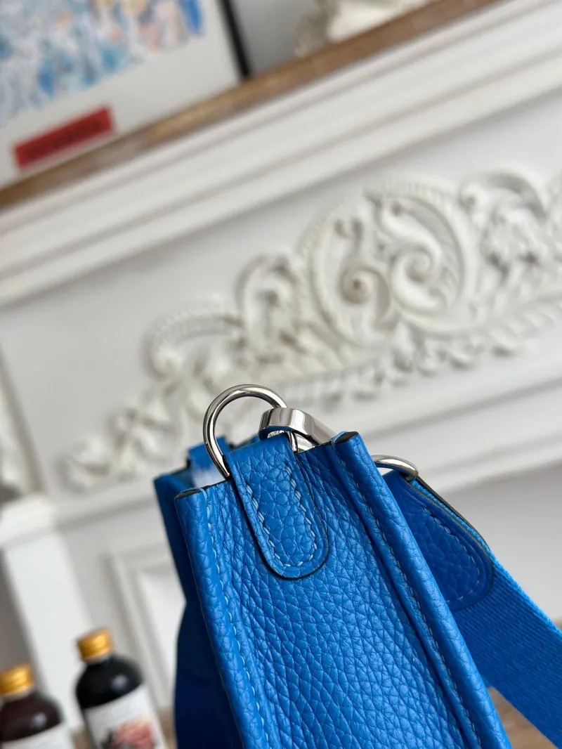 Hermes Blue Leather Crossbody Satchel Bag - Image 5