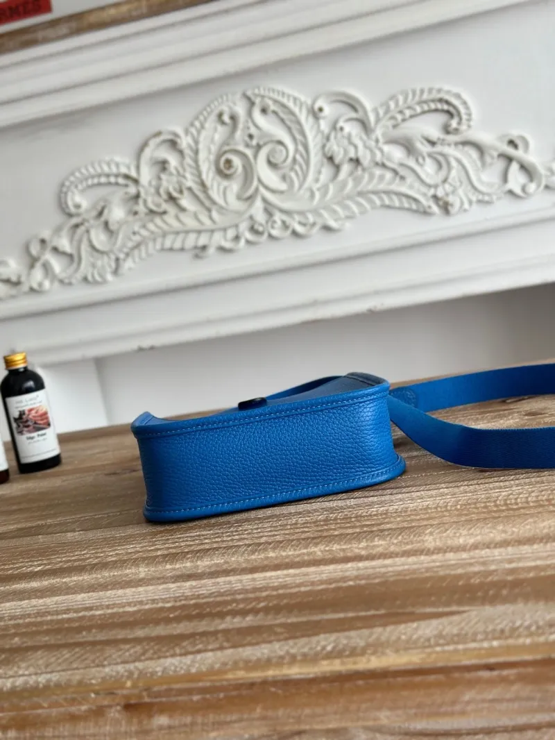 Hermes Blue Leather Crossbody Satchel Bag - Image 6