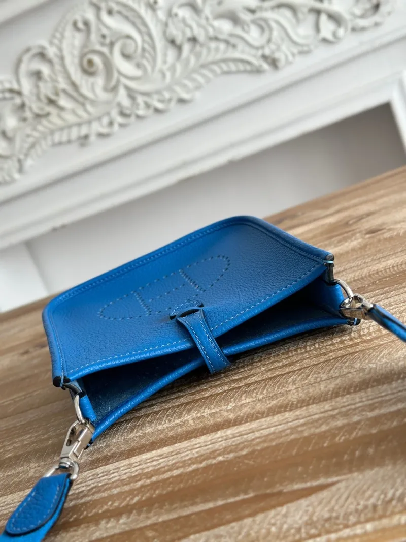Hermes Blue Leather Crossbody Satchel Bag - Image 7