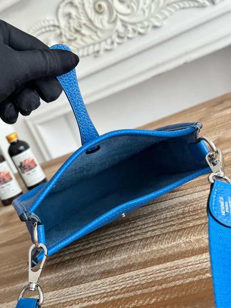 Hermes Blue Leather Crossbody Satchel Bag - Image 9
