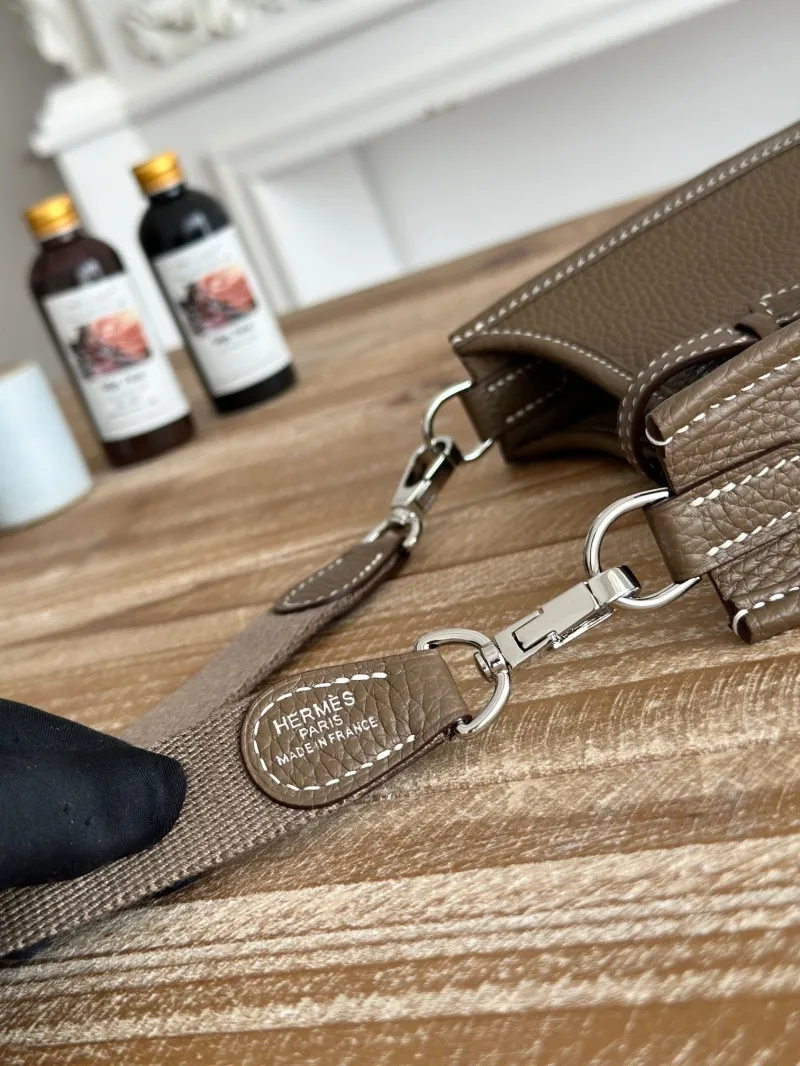Hermes Brown Crossbody Satchel Bag - Image 7