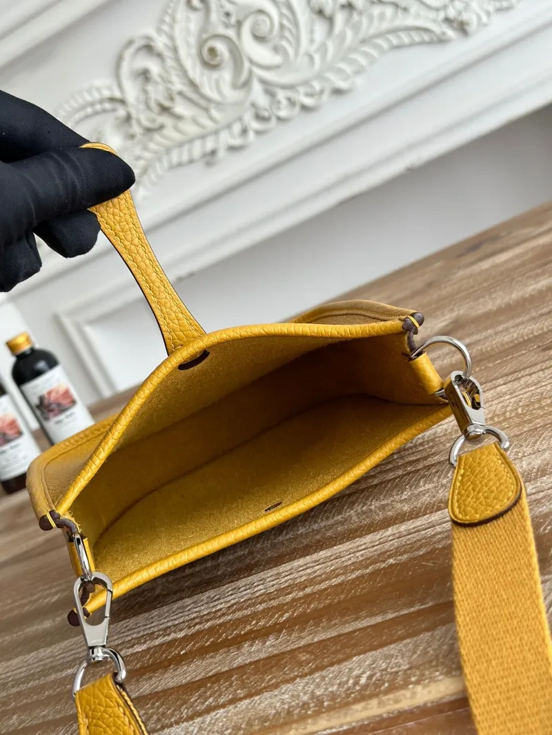 Hermes Yellow Crossbody Satchel Bag Size 26 - Image 9