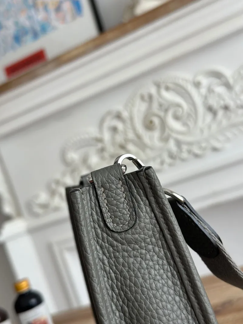 Hermes Gray Leather Crossbody Satchel Bag 27 - Image 6