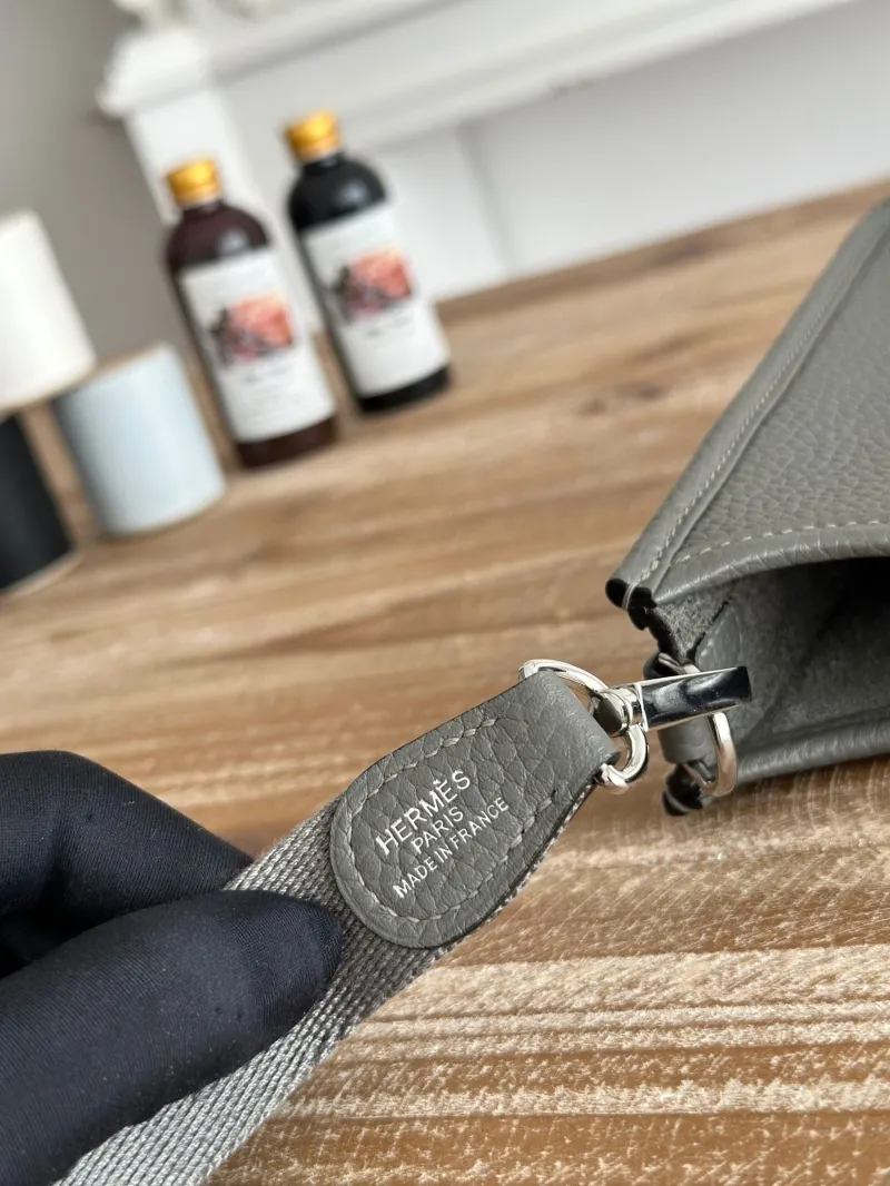 Hermes Gray Leather Crossbody Satchel Bag 27 - Image 7