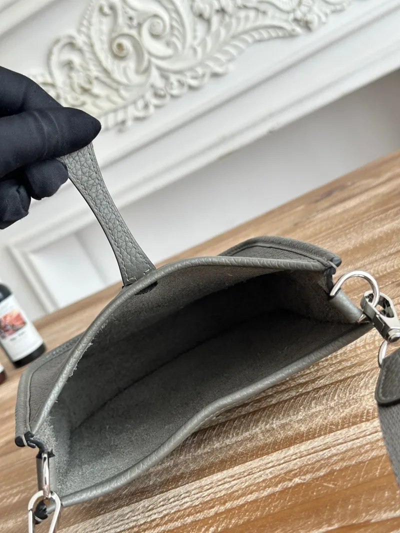 Hermes Gray Leather Crossbody Satchel Bag 27 - Image 9