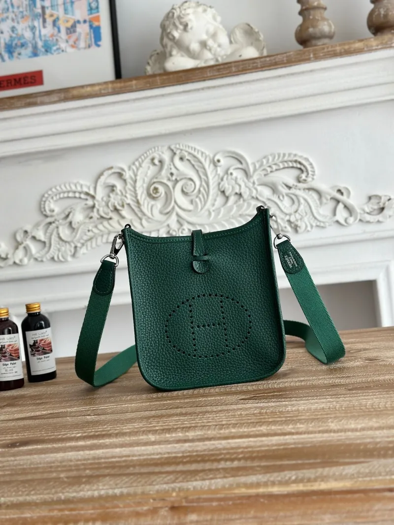 Hermes Dark Green Crossbody Satchel Bag