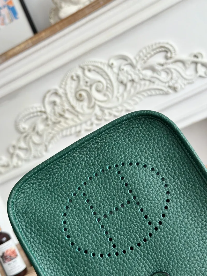 Hermes Dark Green Crossbody Satchel Bag - Image 4