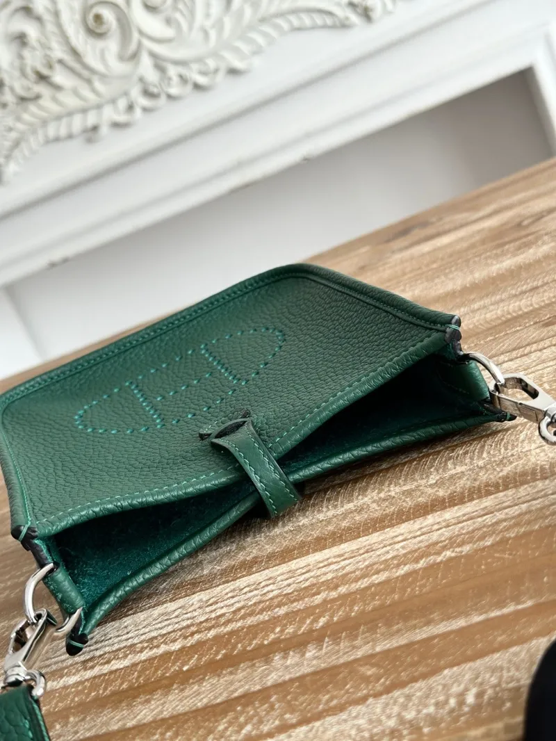 Hermes Dark Green Crossbody Satchel Bag - Image 8