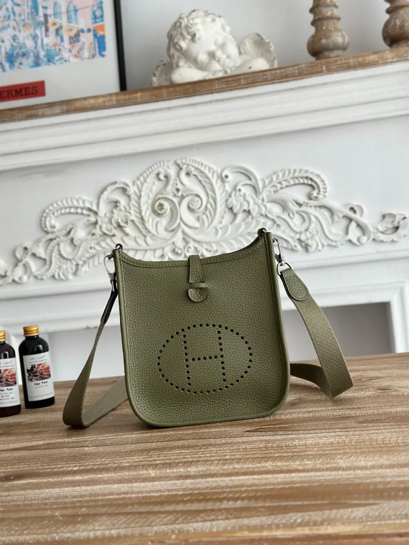 Hermes Olive Green Crossbody Satchel Bag 31