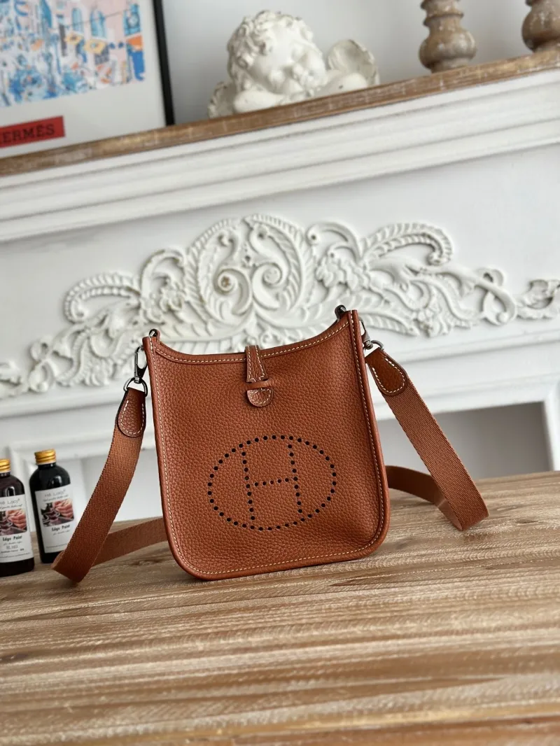 Hermes Brown Leather Crossbody Satchel Bag Size 32