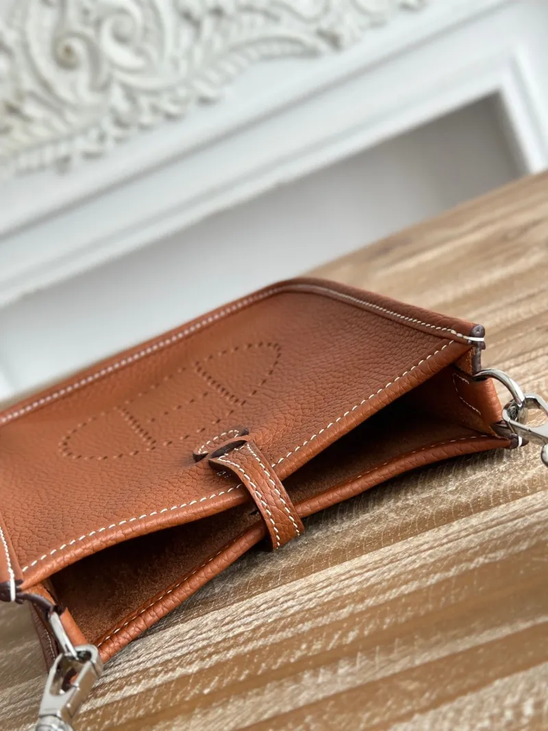 Hermes Brown Leather Crossbody Satchel Bag Size 32 - Image 8