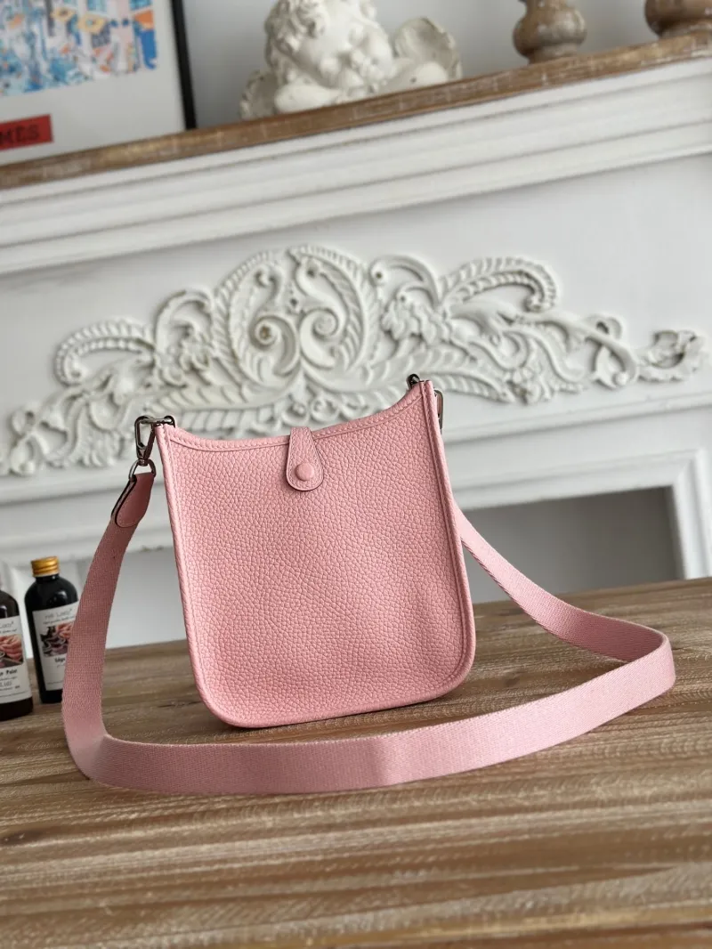 Hermes Pink Leather Crossbody Satchel Bag - Image 3