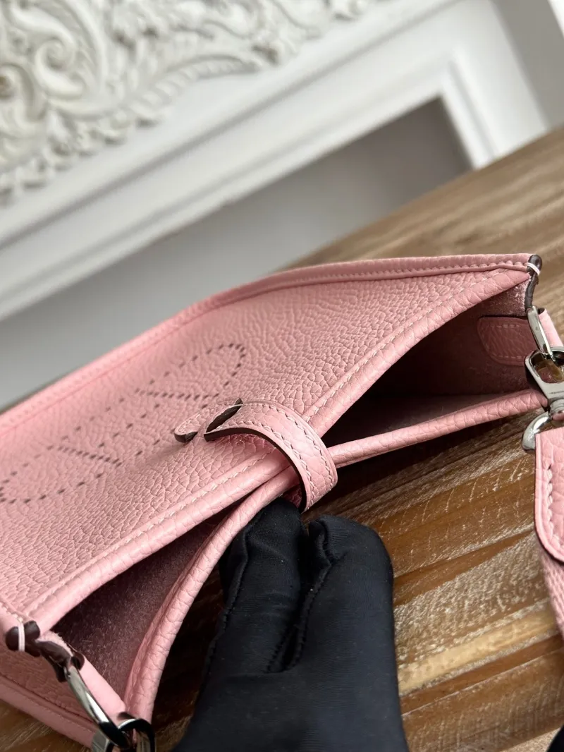 Hermes Pink Leather Crossbody Satchel Bag - Image 8