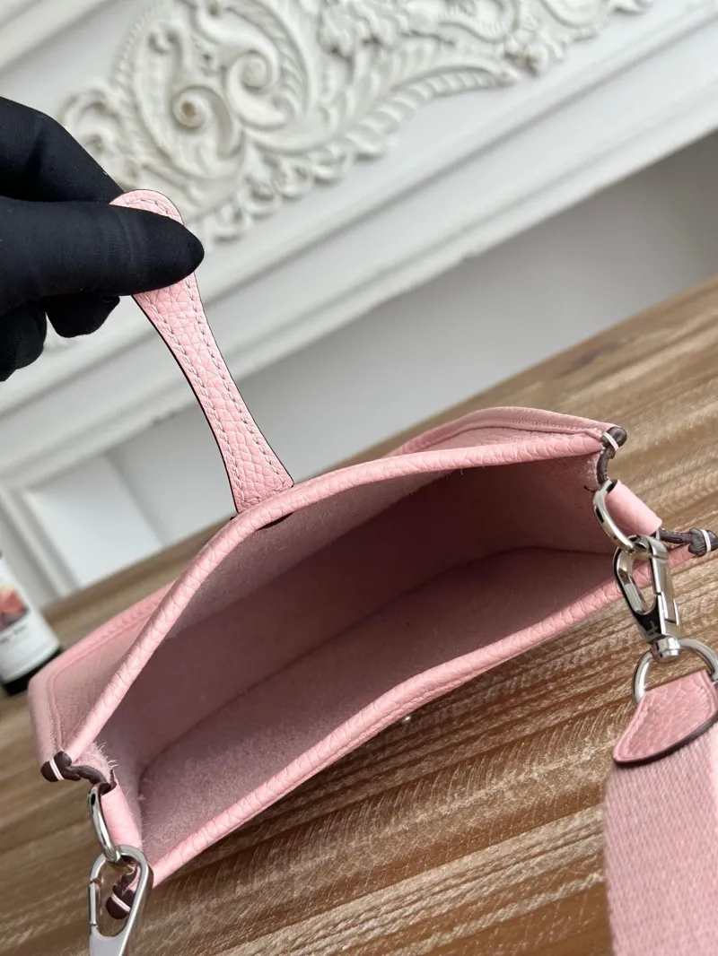Hermes Pink Leather Crossbody Satchel Bag - Image 9