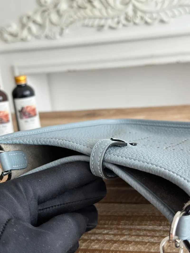 Hermes Light Blue Crossbody Satchel Bag - Image 8