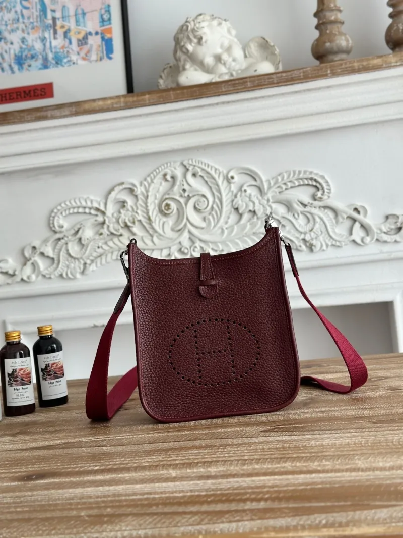 Hermes Burgundy Leather Crossbody Bag 37