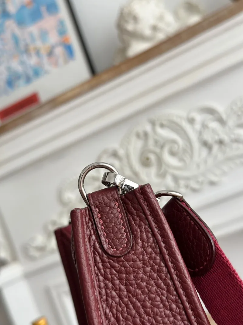 Hermes Burgundy Leather Crossbody Bag 37 - Image 6