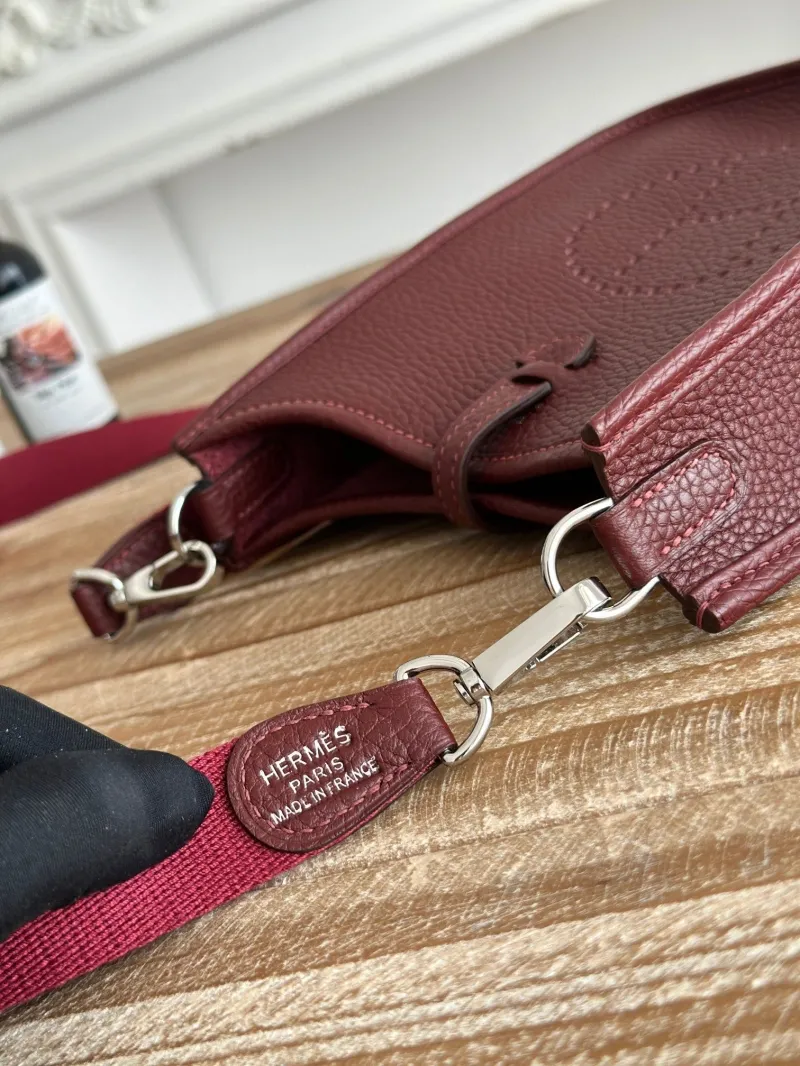 Hermes Burgundy Leather Crossbody Bag 37 - Image 7