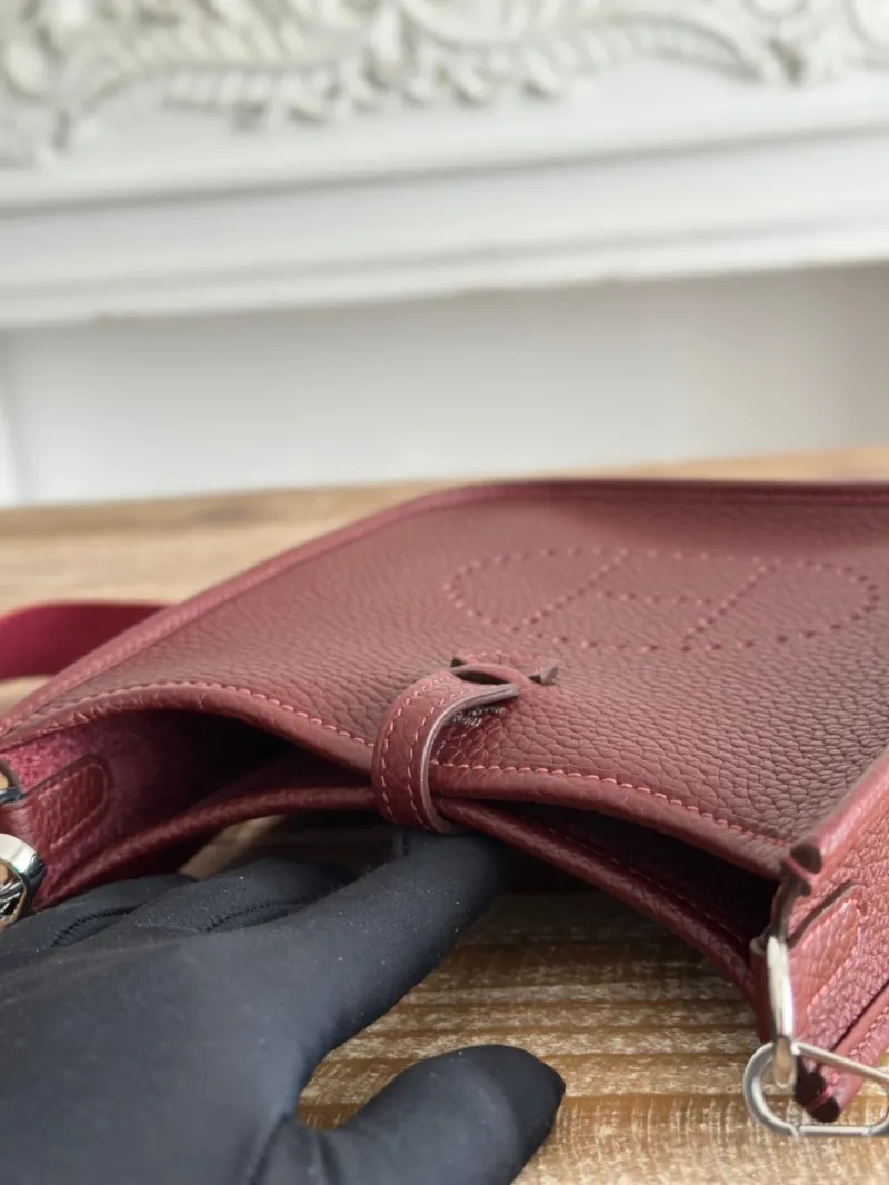 Hermes Burgundy Leather Crossbody Bag 37 - Image 8