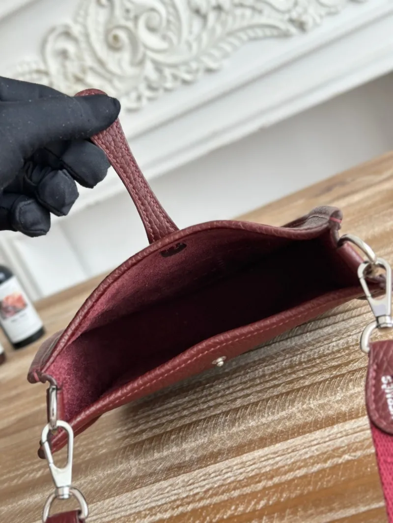 Hermes Burgundy Leather Crossbody Bag 37 - Image 9