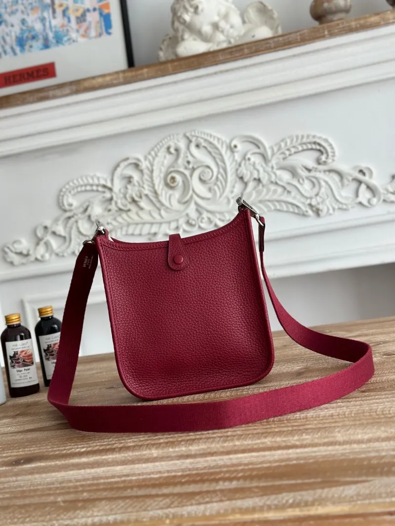 Hermes Burgundy Leather Crossbody Satchel Bag 43 - Image 3