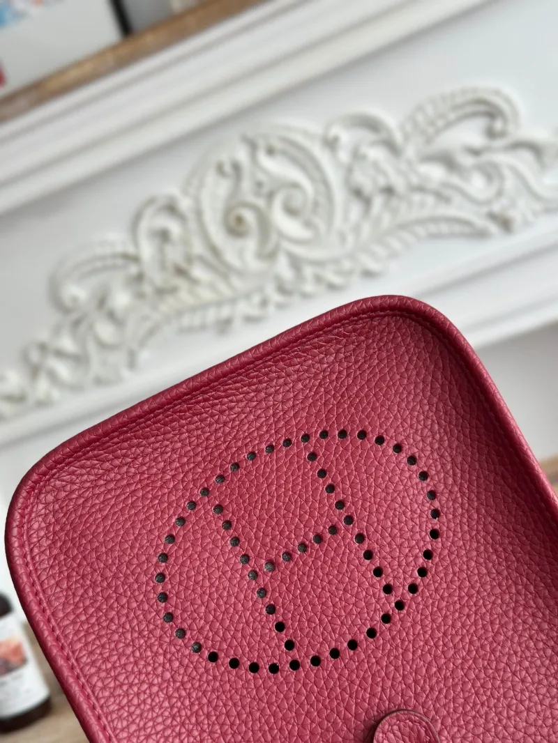 Hermes Burgundy Leather Crossbody Satchel Bag 43 - Image 4