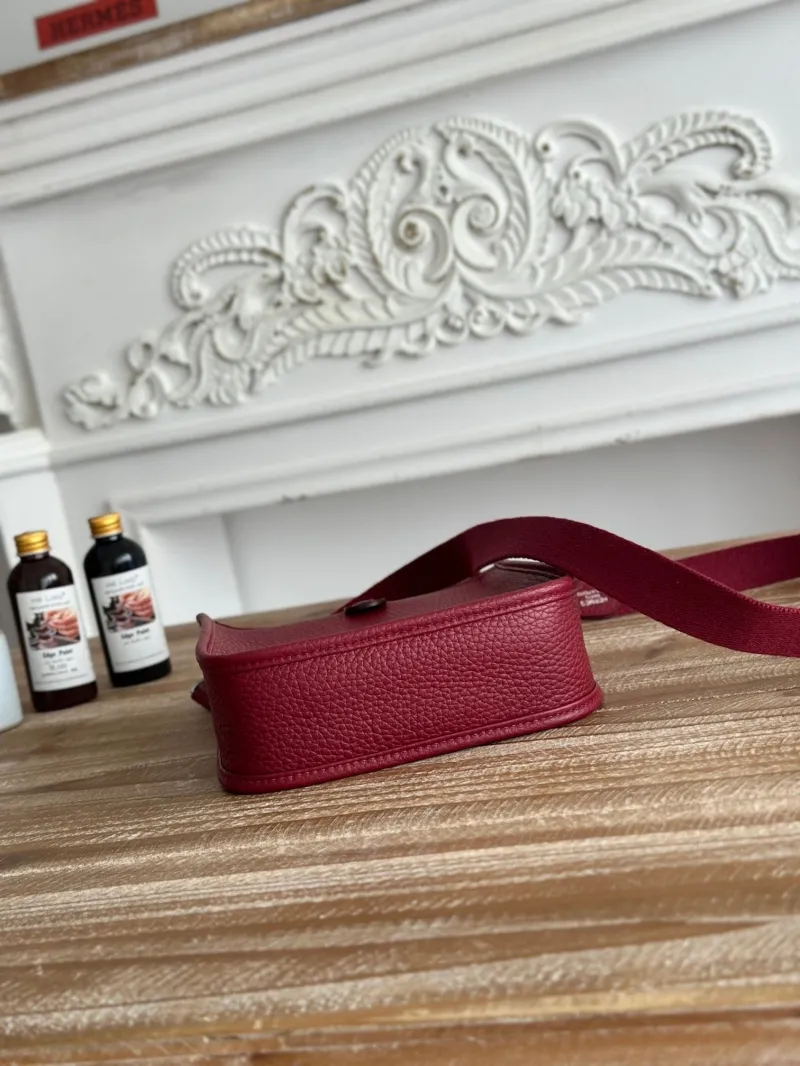 Hermes Burgundy Leather Crossbody Satchel Bag 43 - Image 5