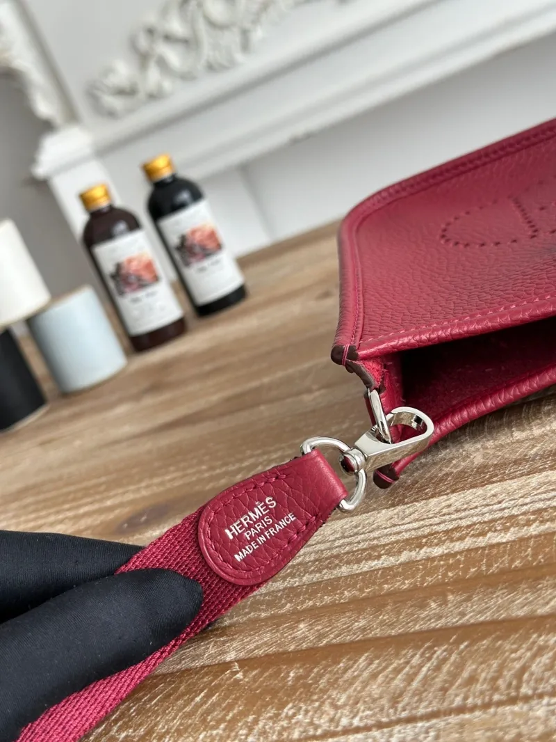 Hermes Burgundy Leather Crossbody Satchel Bag 43 - Image 8
