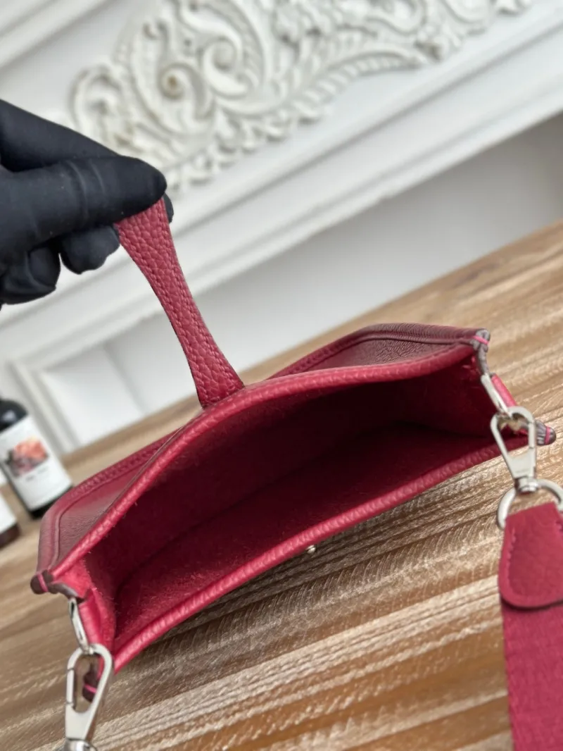 Hermes Burgundy Leather Crossbody Satchel Bag 43 - Image 9