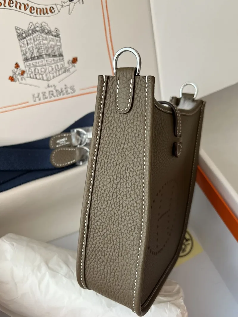 Hermes Taupe Leather Crossbody Satchel Bag 55 - Image 3